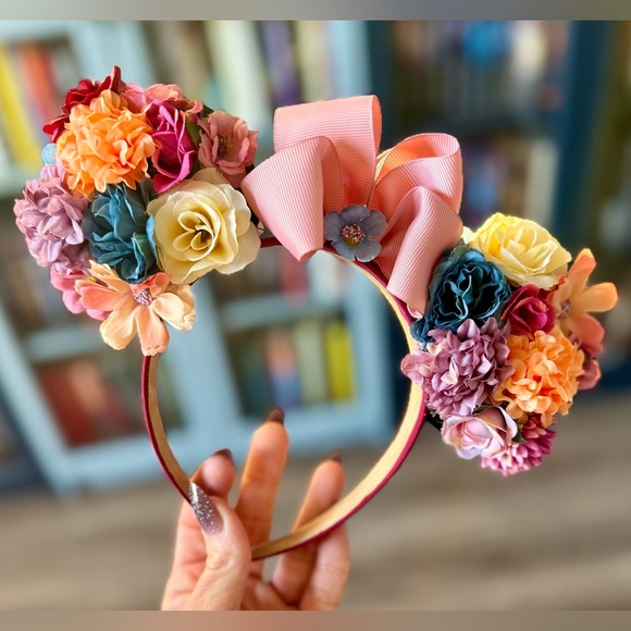 Custom Light Up🌟 Floral Mickey Mouse Headband with Bow - Picture 1 of 5